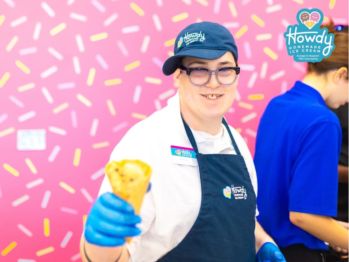 Tommy, a Howdy Homemade Hero serving an ice cream cone